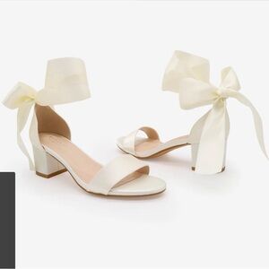 Kailee P Satin Block Wedding Heel With Satin Bow Tie